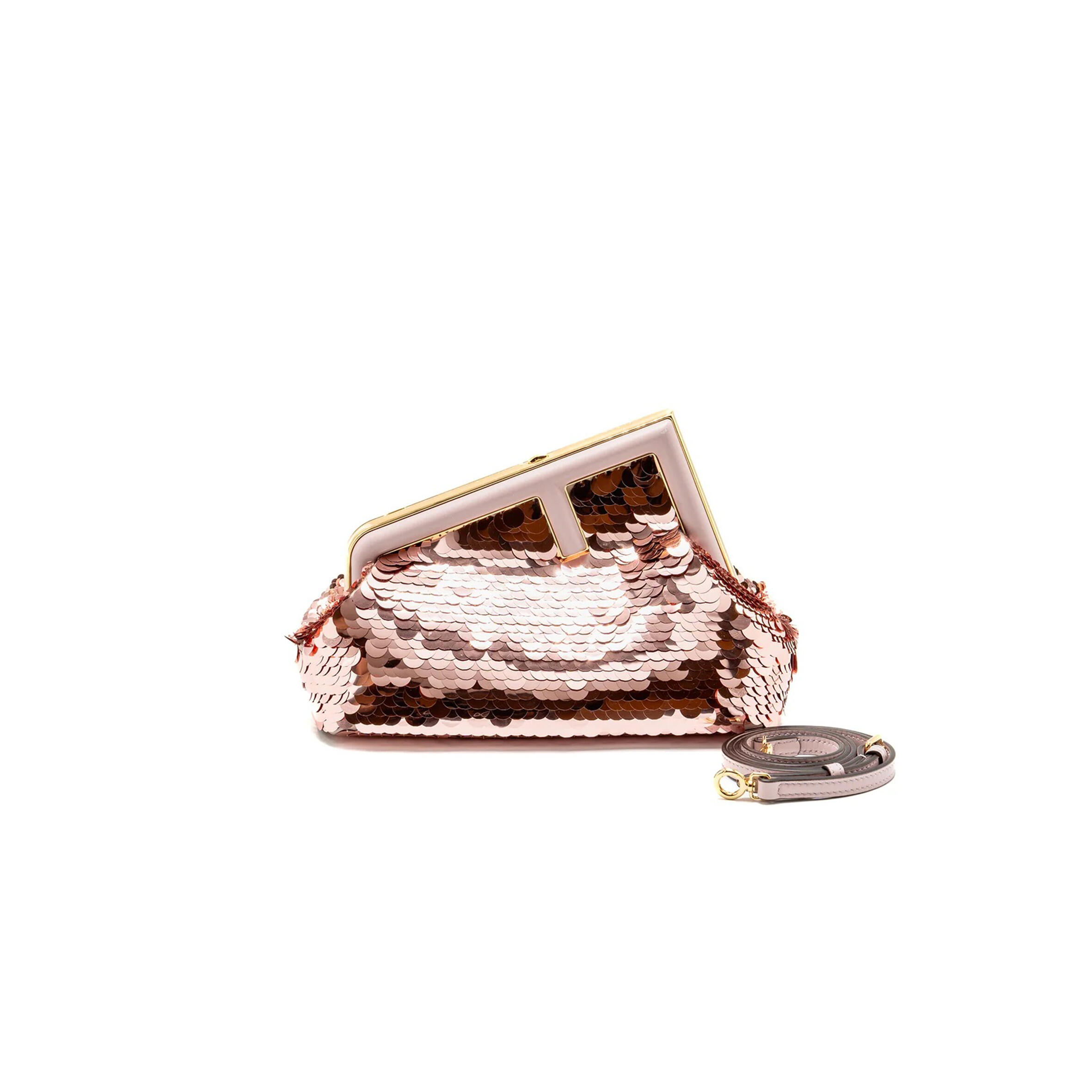 F**di small first clutch bag sequin pink (26*18*9.5cm)